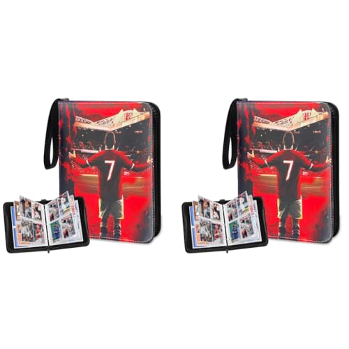 PATPAT® 400 Pockets Soccer Card Binder Autographed Cards Storage Bag Waterproof PU Cover Zipper Organizer Holder Multi Purpose for Game Trade Collectible 2 PCS PATPAT® 400 Pockets Soccer Card Binder Autographed Cards Storage Bag Waterproof PU Cover Zipper Organizer Holder Multi Purpose for Game Trade Collectible 2 PCS